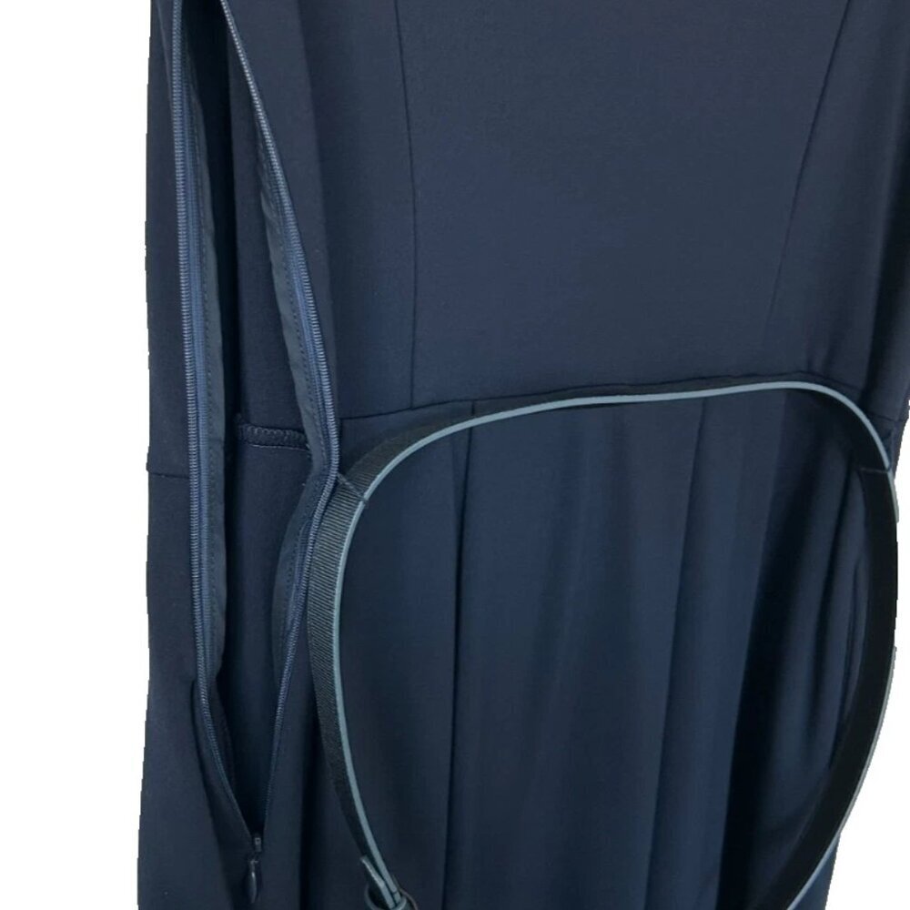 Brooks Brothers Women’s 8 Navy Belted Keyhole Ponte Sheath Dress Short Sleeve - Picture 5 of 10